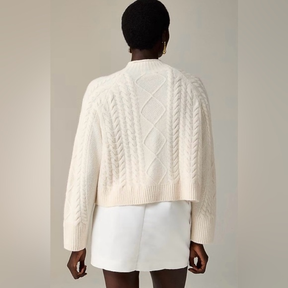 J.Crew Cable-knit RollneckT™ sweater in Supersoft yarn in heather ivory - Picture 4 of 10